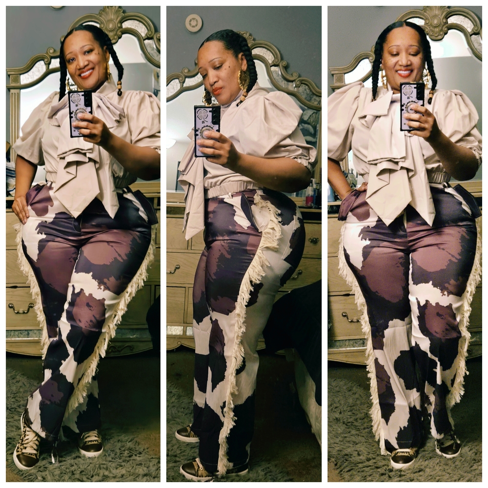 Chic Wide Leg Brown and Cream Pants